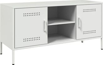 vidaXL Mueble de TV de acero blanco 100,5x39x50,5 cm vidaXL
