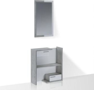 Oresteluchetta Mueble Recibidor Moderno Con Espejo Y Cajones Most Cement