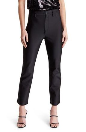 Good American Compression Shine Straight Leg Crop Pants in Black001 at Nordstrom Rack, Size 10