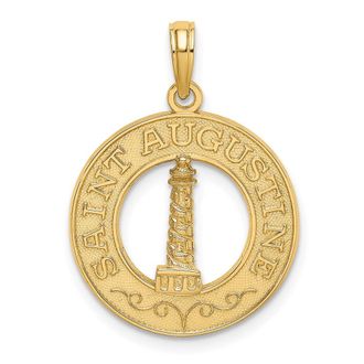 Diamond2Deal 14k Yellow Gold SAINT AUGUSTINE Lighthouse Circle Charm