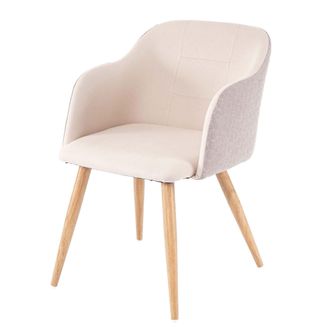 Hhg Silla De Comedor Hhg 237, Silla Silla De Cocina, Dise&ntilde;o Retro, Reposabrazos Tela/textil, Crema-beige