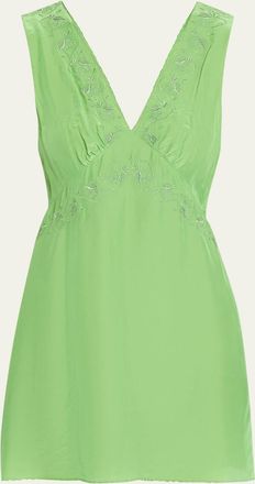 Ciao Lucia Castelo Embroidered Silk-Blend Mini Dress