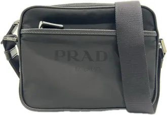 Prada Saffiano Black Nylon Shoulder Bag (Pre-Owned)