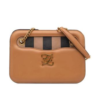Fendi Pre-owned Cross Body Bags, female, Brown, Size: ONE SIZE Pre-owned Karligraphy Pocket Shoulder Bag