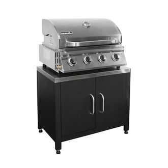 Sweeek Barbacoa de gas de 4 quemadores de mesa + cocina exterior de acero