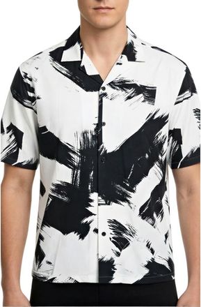 Report Collection Abstract Print Camp Shirt in 01 White at Nordstrom Rack, Size X-Large