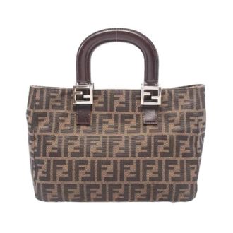Fendi Pre-owned Handbags, female, Brown, Size: ONE SIZE Pre-owned Zucca Canvas Leather Tote Bag