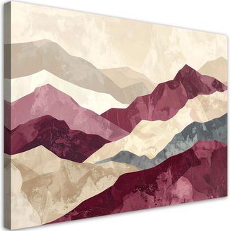 Feeby Impresi&oacute;n De Imagen, Monta&ntilde;as Abstractas En Tonos Pastel Beige Y Burdeos, 100x70