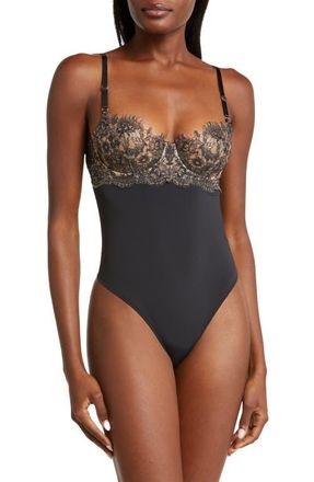 Skarlett Blue Entice Lace Cup Underwire Teddy in Black/nylon at Nordstrom, Size X-Large