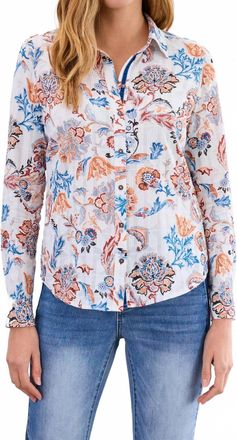 FDJ Classic Long Sleeve Shirt In Ivory Neutral Print