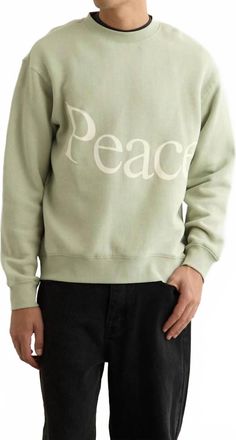 Museum of Peace and Quiet Jumbo Wordmark Crewneck Sweater In Sage