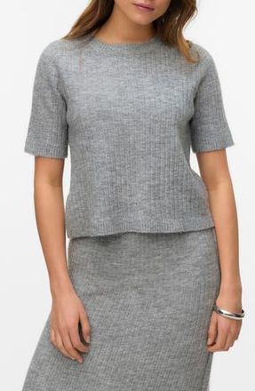 Vero Moda Sally Short Sleeve Sweater in Light Grey Melange D at Nordstrom Rack, Size X-Large
