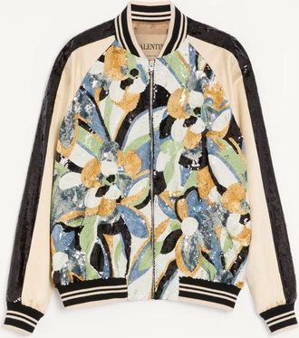 Valentino Valentino Souvenir Silk Jacket With Embroidered Sequins Man MULTICOLOUR 54