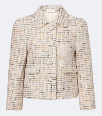 Shushu/Tong Checked cotton-blend cropped jacket