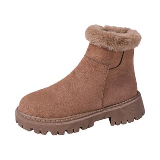 Generic Womens Winter Boots Fashionable Ankle Boots With Warm Outdoor Casual Shoes For Daily Wear Comfortable Sole Snow Boots(Coffee, 6.5)
