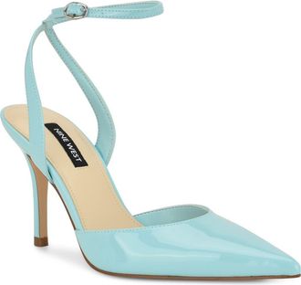 Nine West Grana Ankle Strap Pointed Toe Pump in Light Blue at Nordstrom, Size 8.5