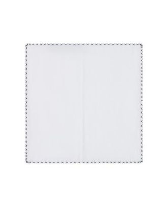 Robert Talbott Carlton Linen Cross Stitch Border Pocket Square in White/blue And White at Nordstrom