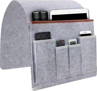 OEM Organizador Para Reposabrazos, Bolsa De Almacenamiento Para Sof&aacute;, Para Ordenar La Sala De Estar, Material De Fieltro Resistente, 32 X 25 Cm, Gris