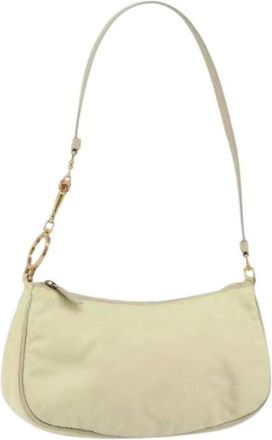 Prada Pre-owned Shoulder Bags, female, Beige, Size: ONE SIZE Pre-owned Nylon Shoulder Bag