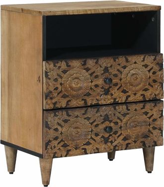 vidaXL Mueble Cama Marr&oacute;n 50 X 33 X 60 Cm Madera De Mango Maciza Vidaxl