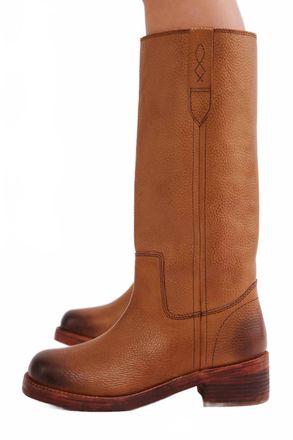 Free People Womens Blaze Pull On Boots In Vintage Tan Leather