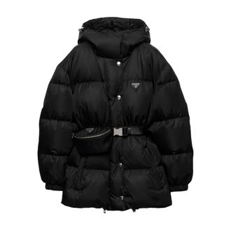 Prada Hooded Belted Down Jacket