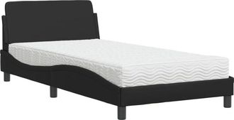 vidaXL Cama Con Colch&oacute;n Cuero Sint&eacute;tico Negro 100x200 Cm Vidaxl