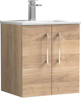 Nuie Nuie - Arno Wall Hung 2-Door Vanity Unit with Basin-2 500mm Wide - Bleached Oak