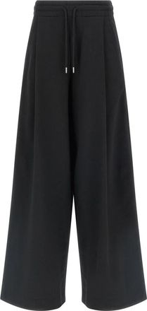 Dries Van Noten Hadium Geborsteld Katoenen Broek - Dames - Wijde Broeken - Zwart - S - Katoen - Broeken