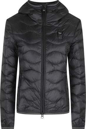 Blauer Black Camelia Hooded Wave Stitching Polyamide Down Jacket