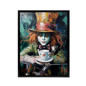 Artery8 Mad Hatter Wonderland Tea Party Framed Canvas Wall Art Print | Size: W24 x H32