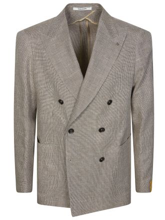 Tagliatore Beige Linen-Cotton Double-Breasted Blazer