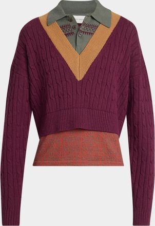 Dries Van Noten Men & apos;s Layered Polo Sweater