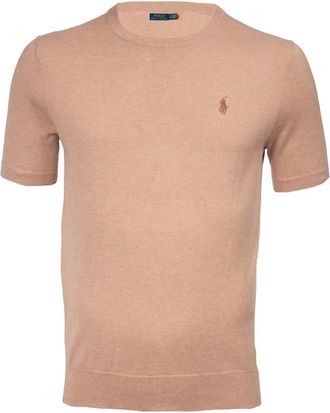 Polo Ralph Lauren Truien & Vesten, Heren, Beige, L, Katoen, Korte mouw Ronde hals Gebreid