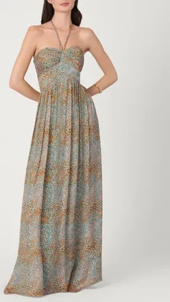 Shoshanna Abstract Animal Gold Clip Chiffon Midnight Grace Dress in Apricot at Nordstrom, Size 10