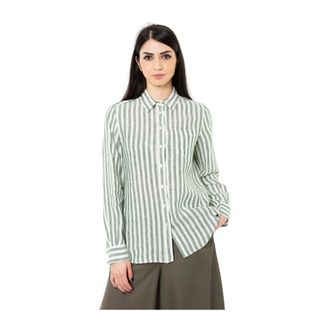 Max Mara Camicia classica in lino - Dames - Blouses & Shirts - Groen - Maat: M Linnen