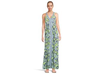 Lilly Pulitzer Carmilla Maxi Dress Womens Dress Sapphire Pool Tropical Tango Engineered Knit Maxi : 14, Rayon/Spandex