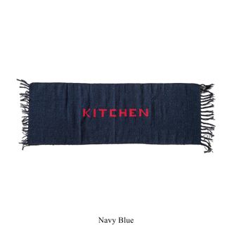 Puebco Handmade kitchen rug in recycled yarn / navy blue 45 x 120cm