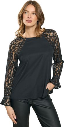 M&Co Womens Lace Flute Sleeve Blouse - Womens Black