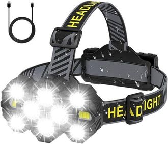 OEM Linterna Frontal Recargable - Modelo 2022 Mejorado, 22000 L&uacute;menes, 10 Led, 10 Modos, Superbrillante, Manos Libres, Ideal Para Acampar, Pescar, Andar E
