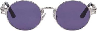 Jean Paul Gaultier Accessoires, unisex, Grijs, ONE Size, Spiraal Detail Blauwe Lens Zonnebril