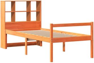 vidaXL Cama Con Estanter&iacute;a Sin Colch&oacute;n Madera Maciza Marr&oacute;n 75x190 Cm Vidaxl