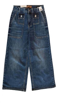 Judy Blue Womens High Waisted Crop Utility & Patch Pocket Jeans In Blue