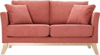 Miliboo Sofá nórdico 2 plazas con funda desenfundable efecto aterciopelado color terracota oslo