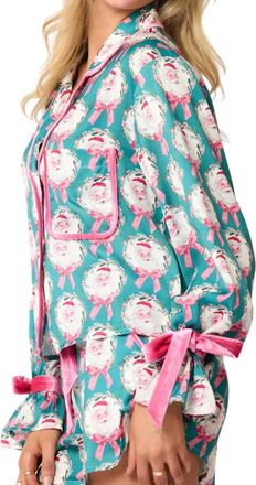 Peach Love California Santa Pj Top In Teal