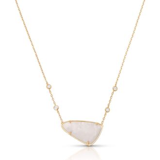 Ettika Geometric Reconstituted Stone Pendant Necklace in Bone at Nordstrom