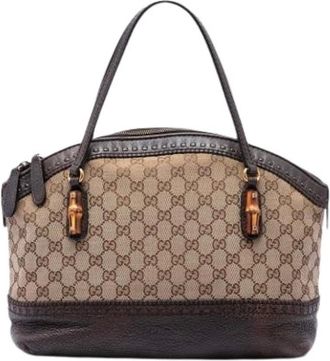 Gucci Pre-owned Canvas Handbag - Dames - Pre-owned - Beige - Maat: ONE Size Leer