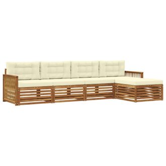 vidaXL Conjunto De Sof&aacute;s De Exterior Con Coj&iacute;n 5 Pcs Natural Y Crema Vidaxl