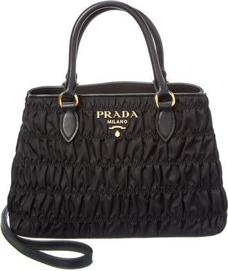 Prada Logo Nylon & Leather Tote