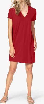 Lilla P Double V Neck Dress In Ruby